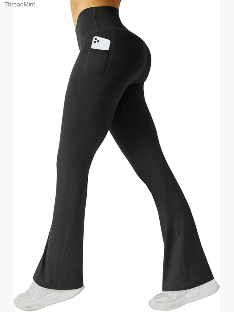 High Waist Flare Yoga Pants With Pockets